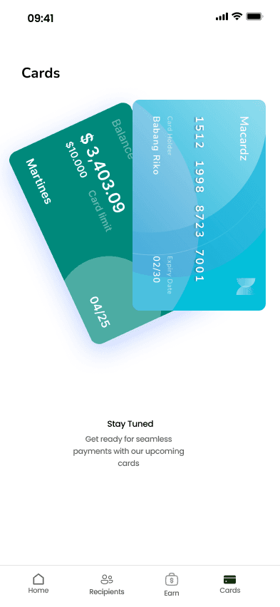 JaldiPay Cards Screen